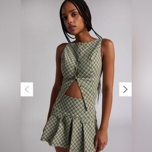 NWOT Kimchi Blue Raquel Crop Vest Top & Pleated Mini Skirt Set Size L